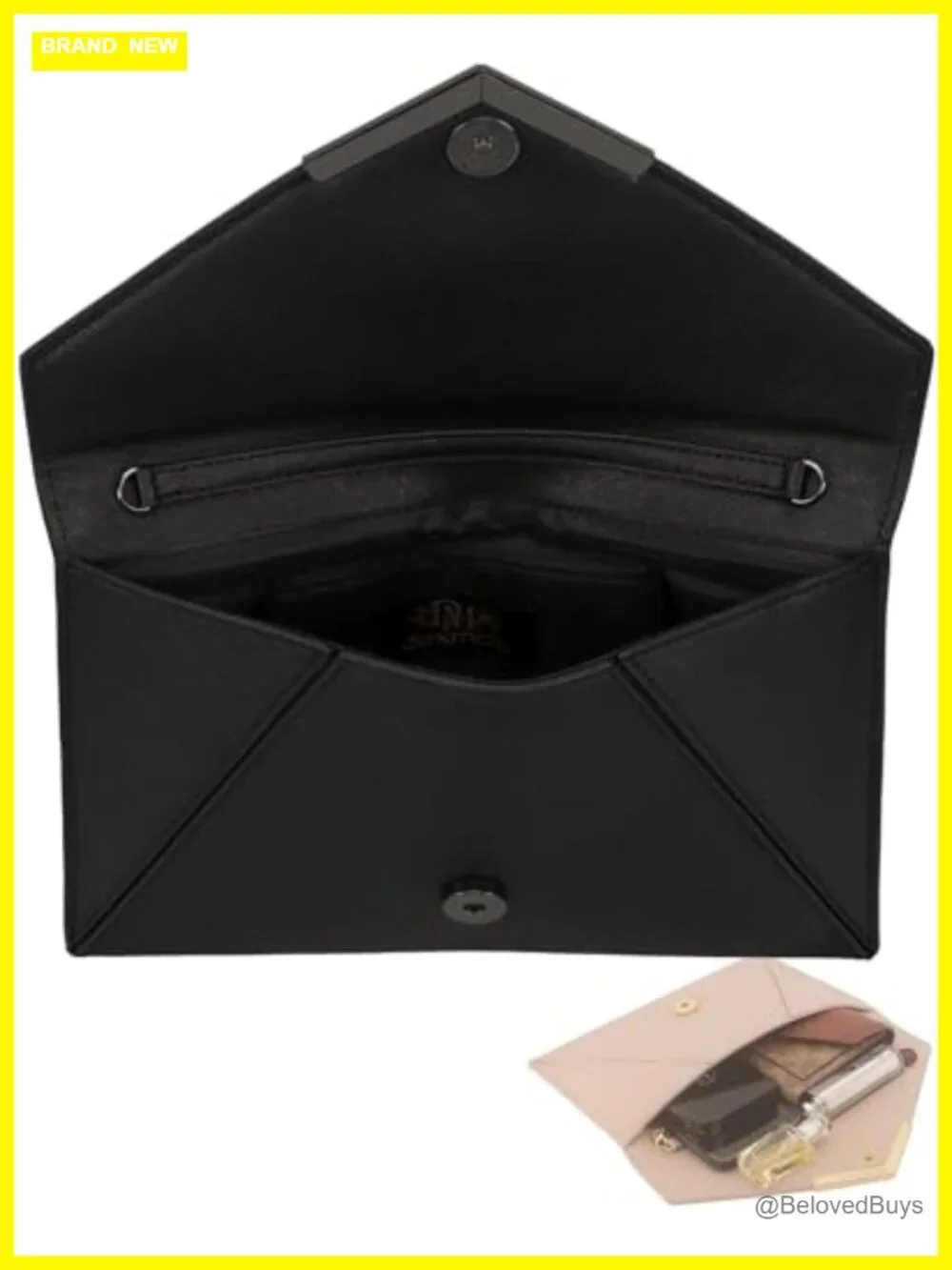 Envelope Clutch Handbag, Faux Saffiano Leather, Medium Foldover Purse with